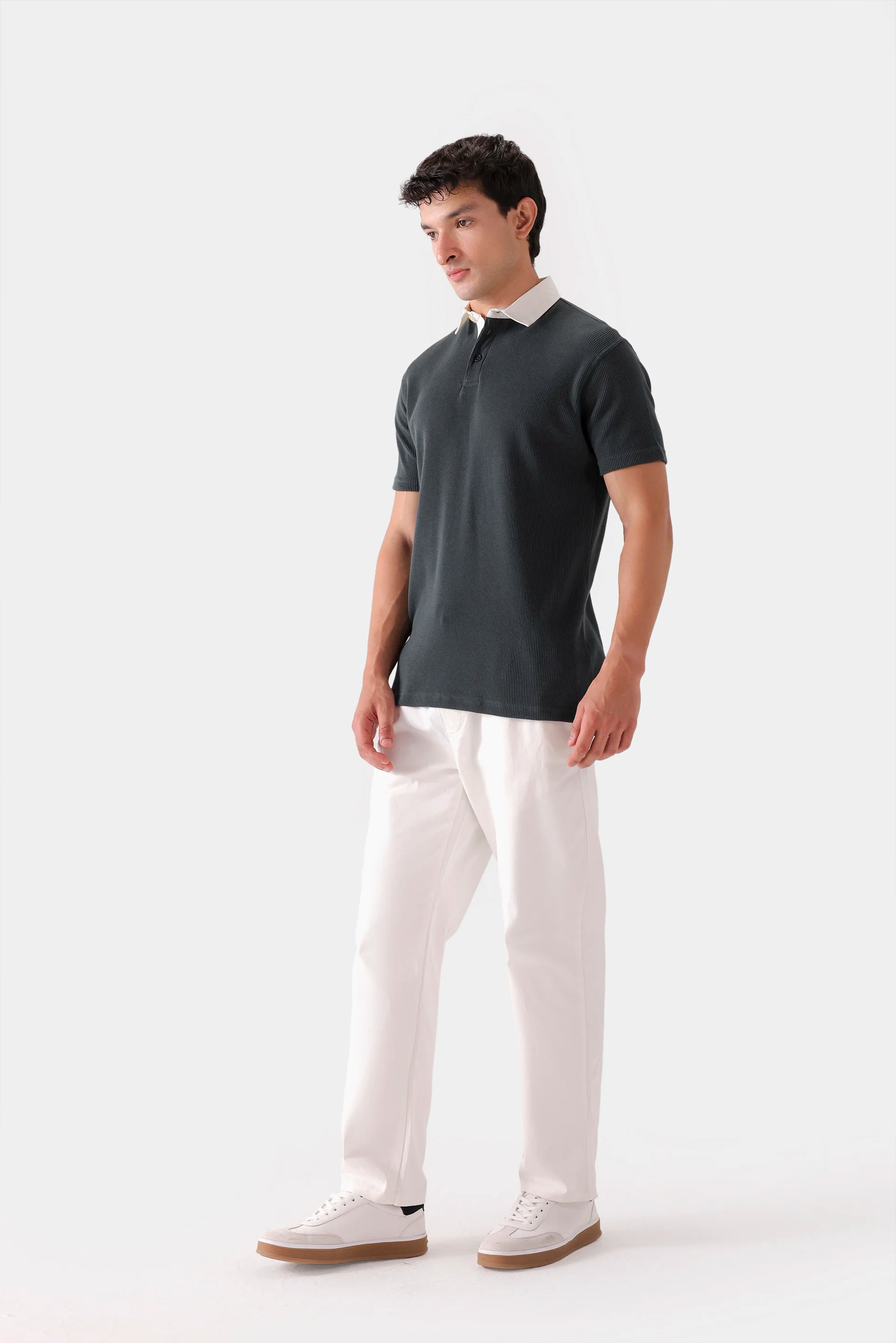 Textured Contrast Polo - Cougar Clothing