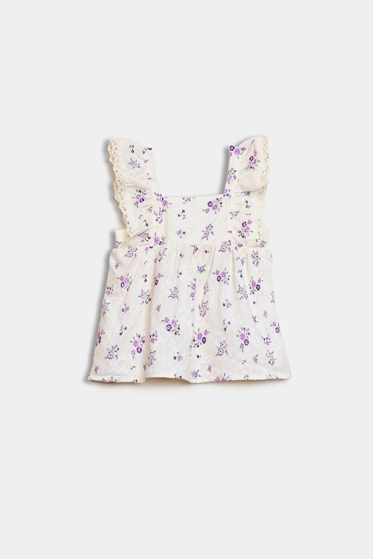 Printed Top With Lace Trim - Cougar Clothing
