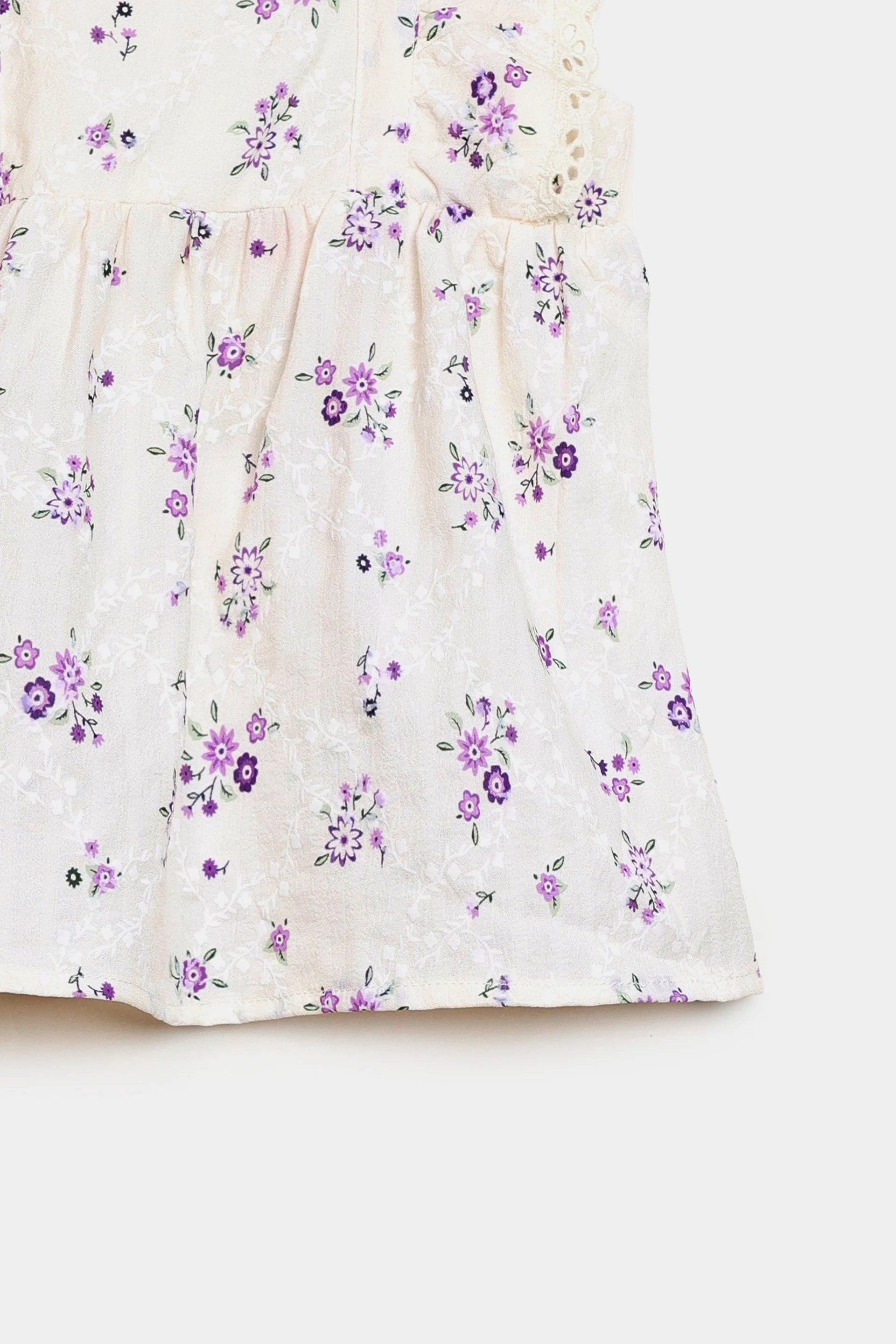 Printed Top With Lace Trim - Cougar Clothing