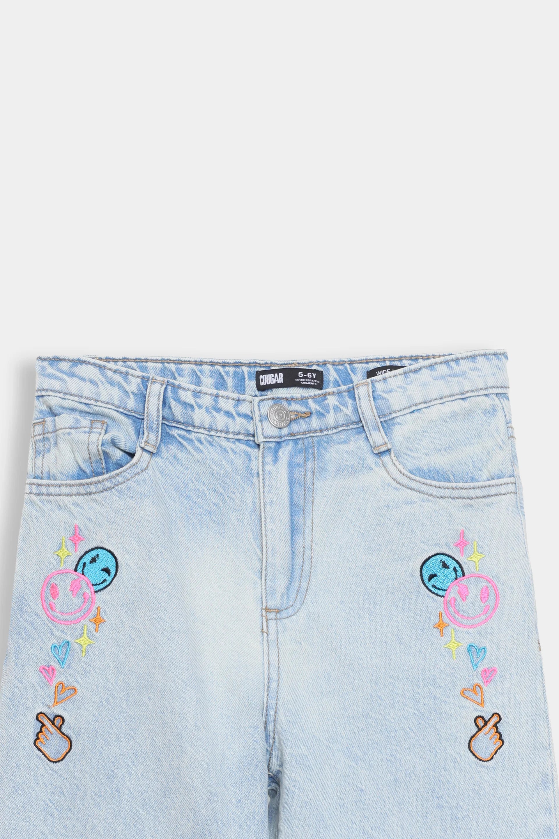 Wide Leg Embroidered Jeans - Cougar Clothing