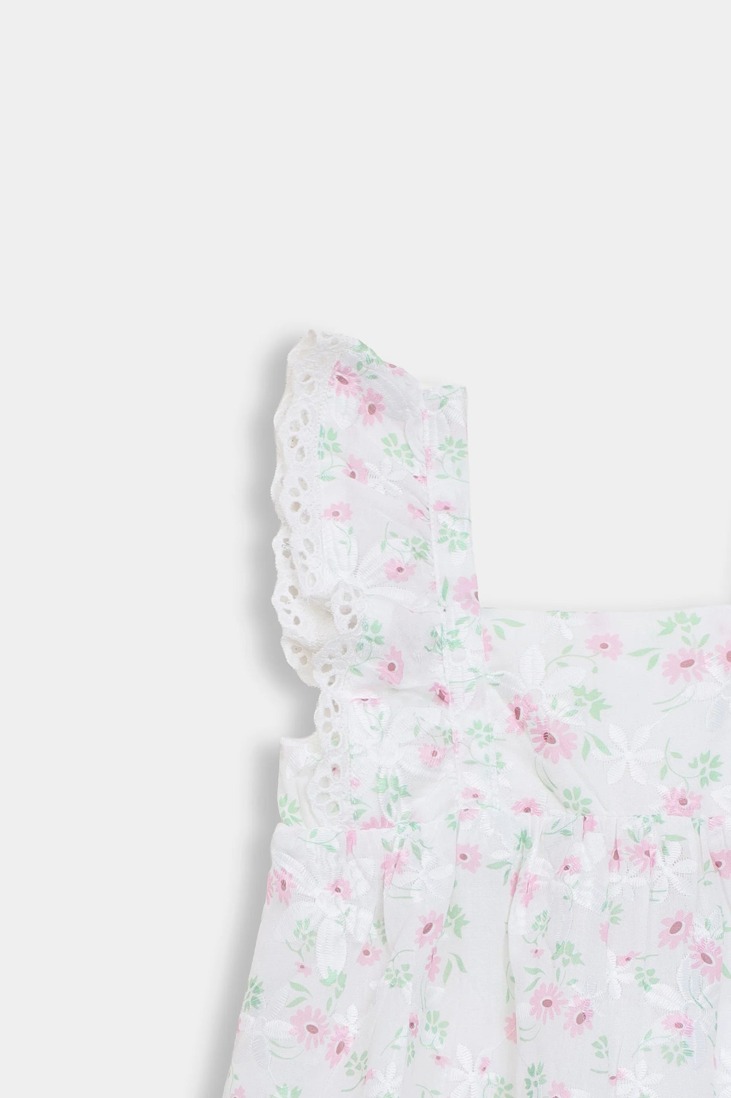 Embroidered Top With Lace Trim - Cougar Clothing
