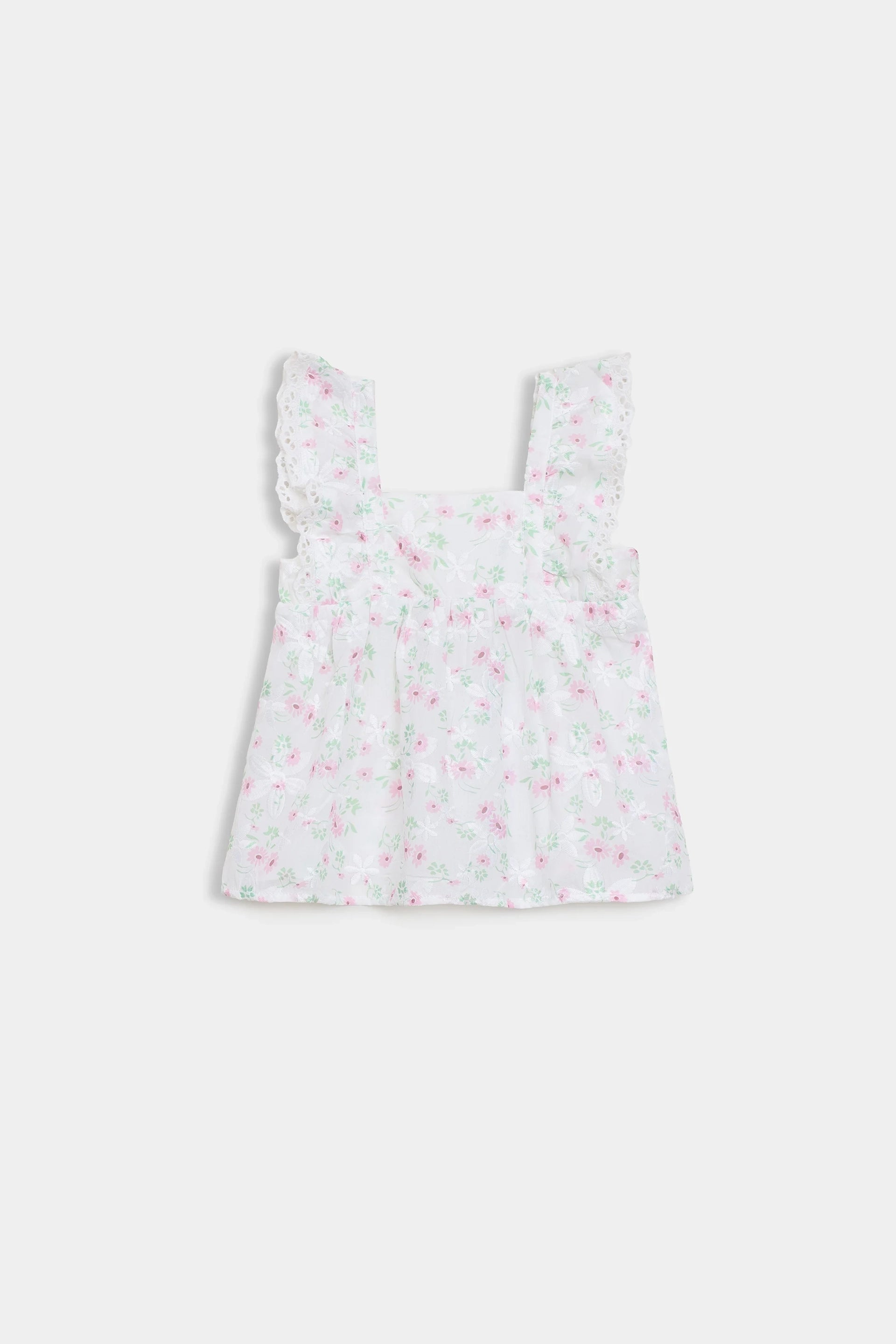 Embroidered Top With Lace Trim - Cougar Clothing