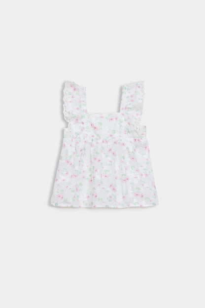 Embroidered Top With Lace Trim - Cougar Clothing