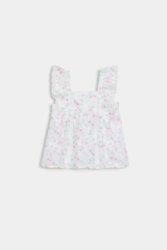 Embroidered Top With Lace Trim - Cougar Clothing