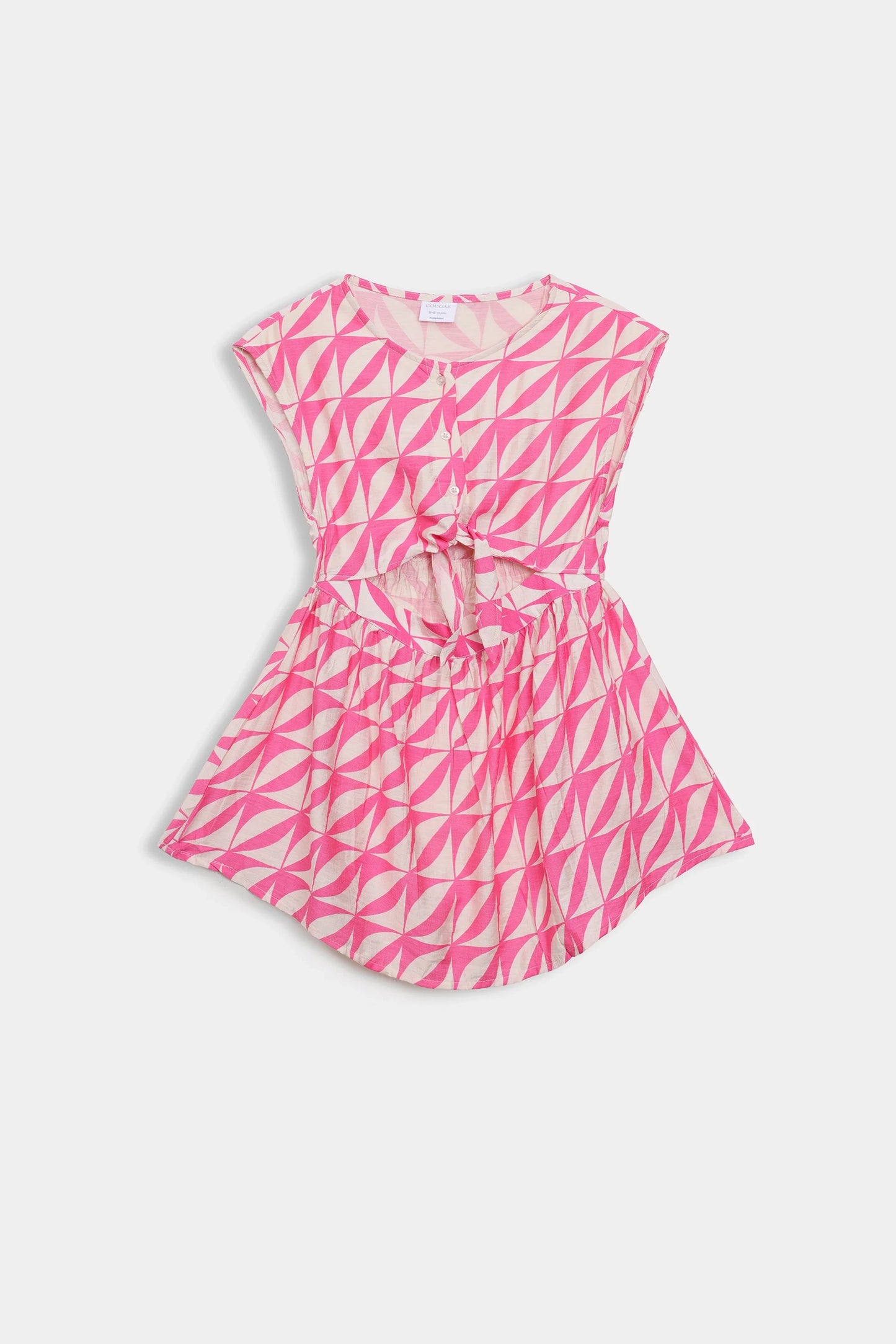 Printed Front Tie Dress - Cougar Clothing