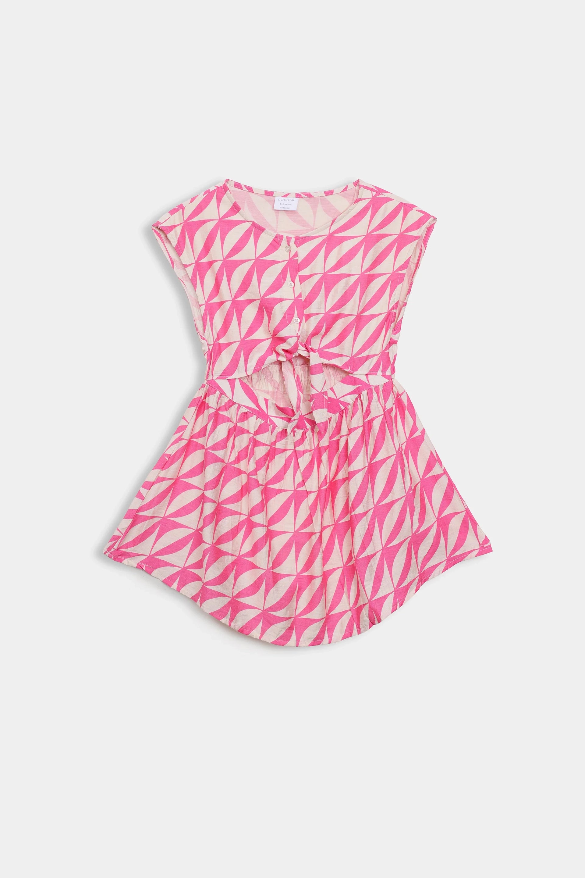 Printed Front Tie Dress - Cougar Clothing