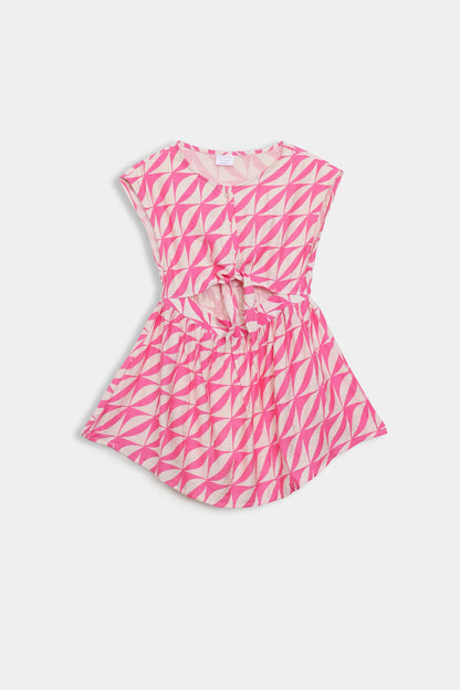 Printed Front Tie Dress - Cougar Clothing