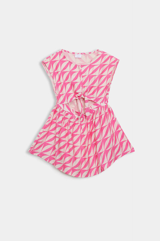 Printed Front Tie Dress - Cougar Clothing