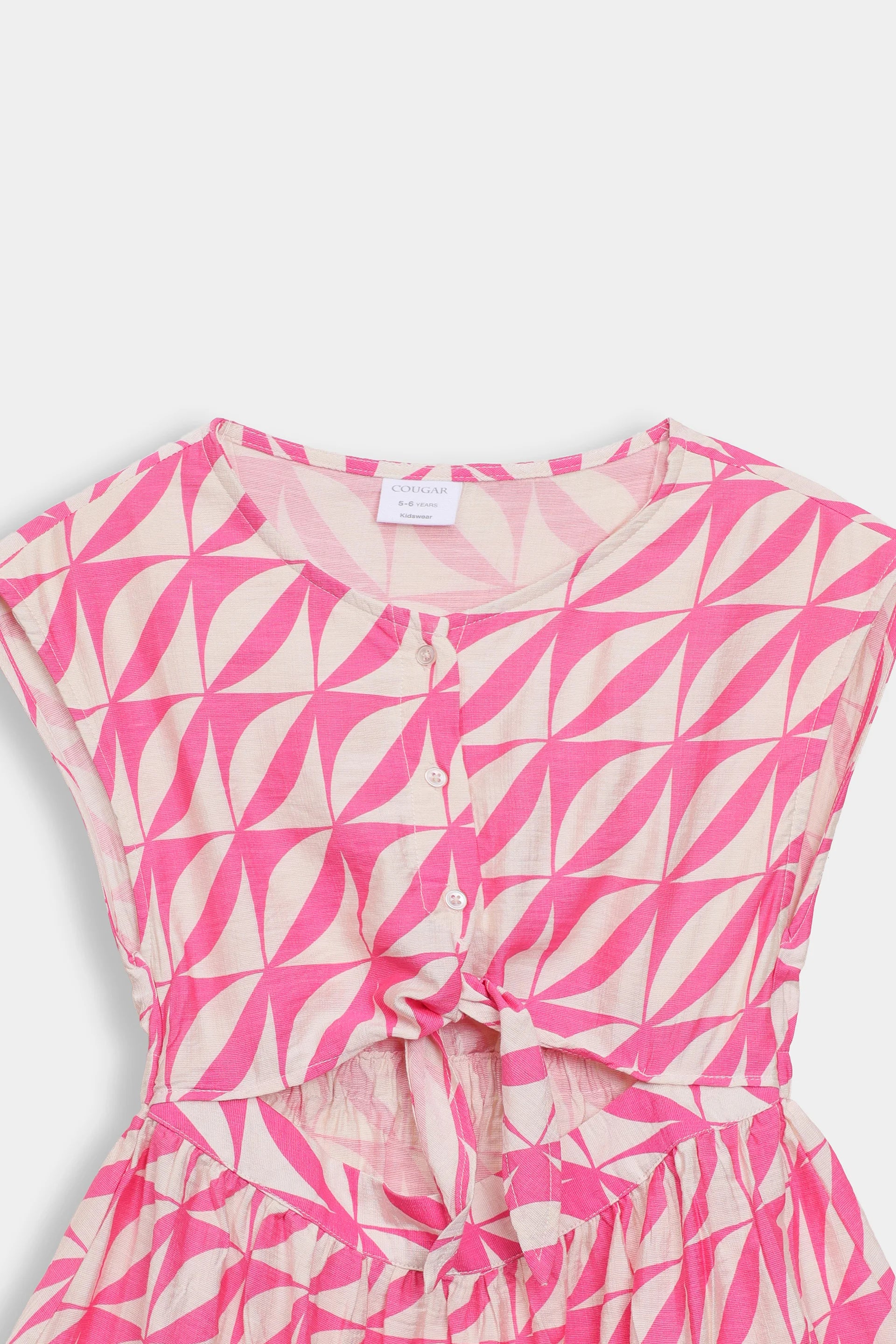 Printed Front Tie Dress - Cougar Clothing