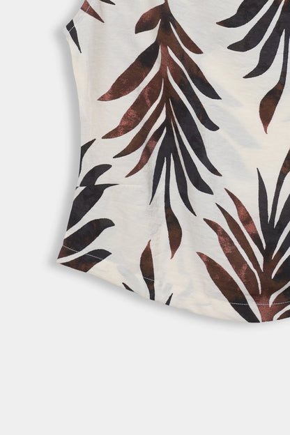 Printed Top With Draped Neckline - Cougar Clothing