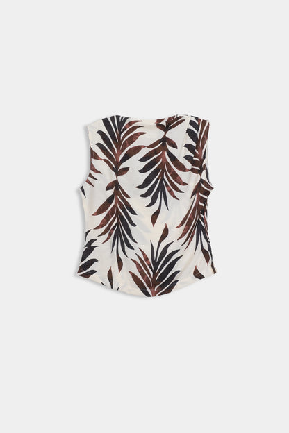 Printed Top With Draped Neckline - Cougar Clothing