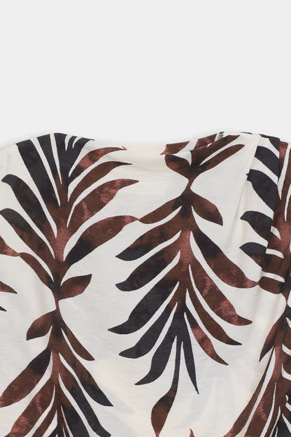 Printed Top With Draped Neckline - Cougar Clothing