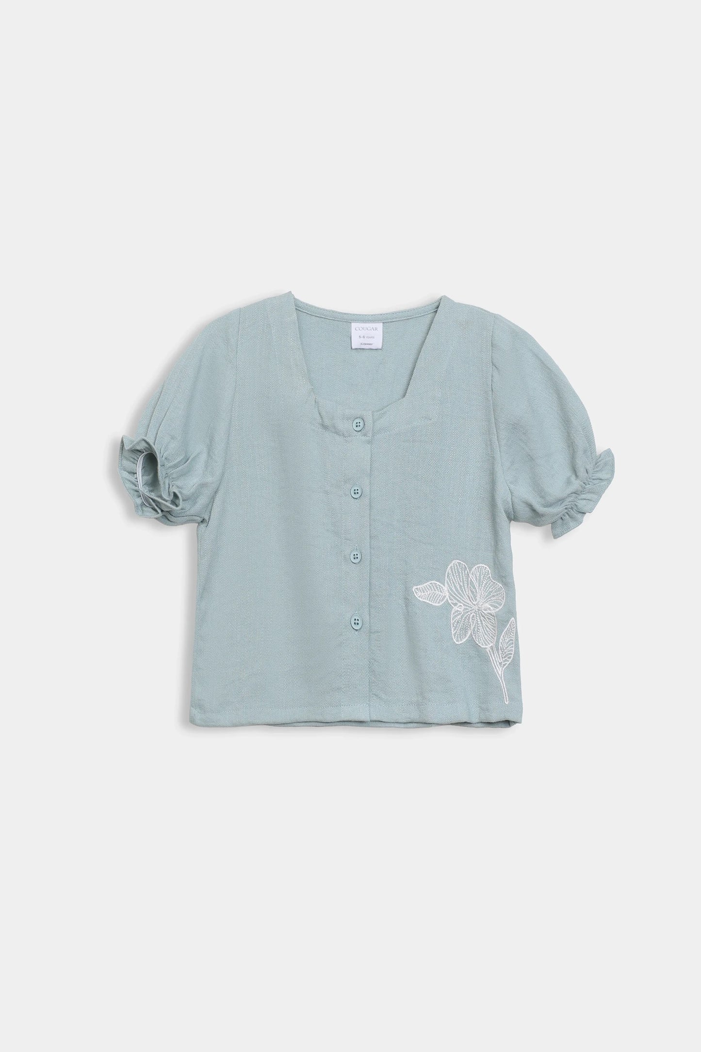 Embroidered Puff Sleeved Top - Cougar Clothing