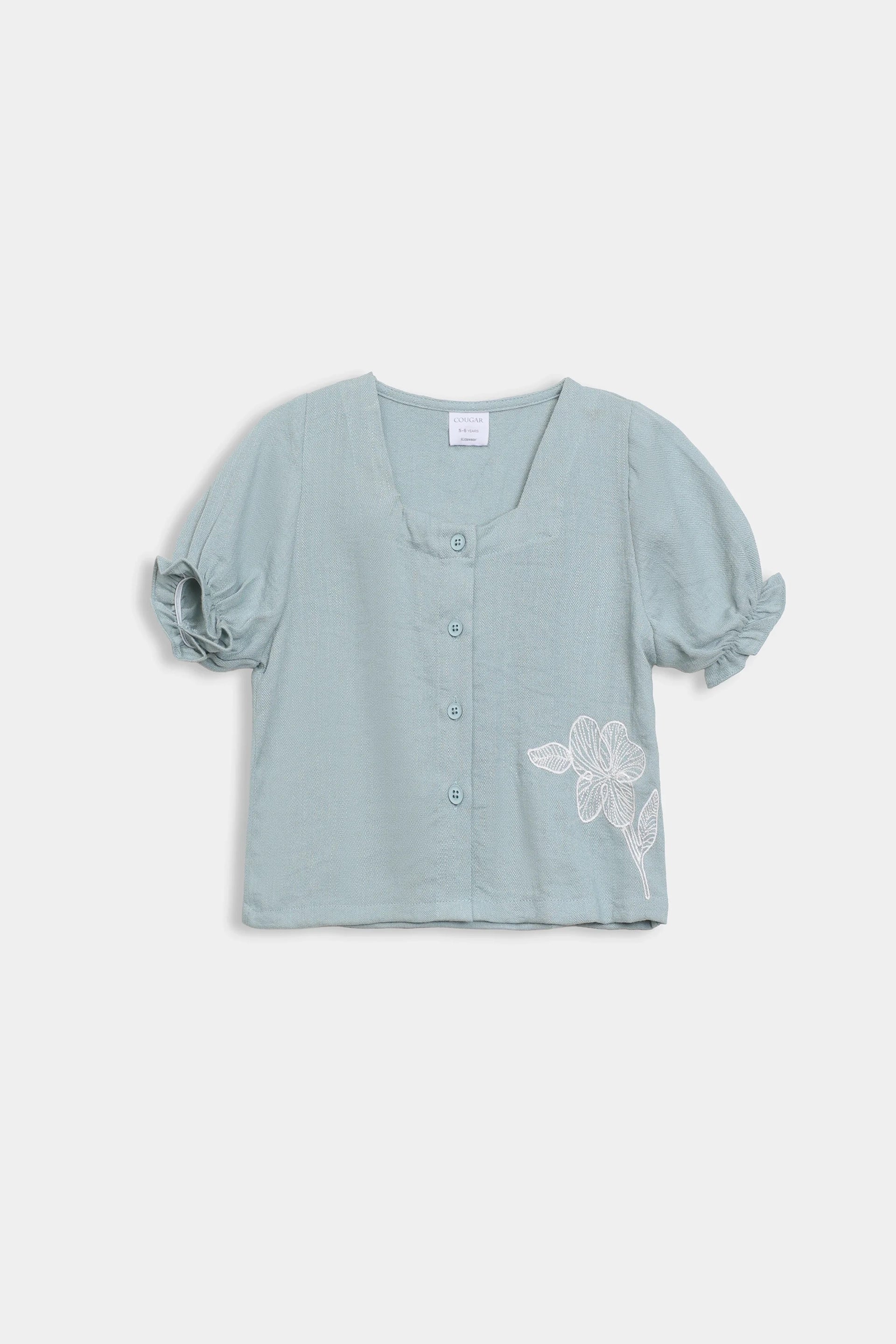 Embroidered Puff Sleeved Top - Cougar Clothing