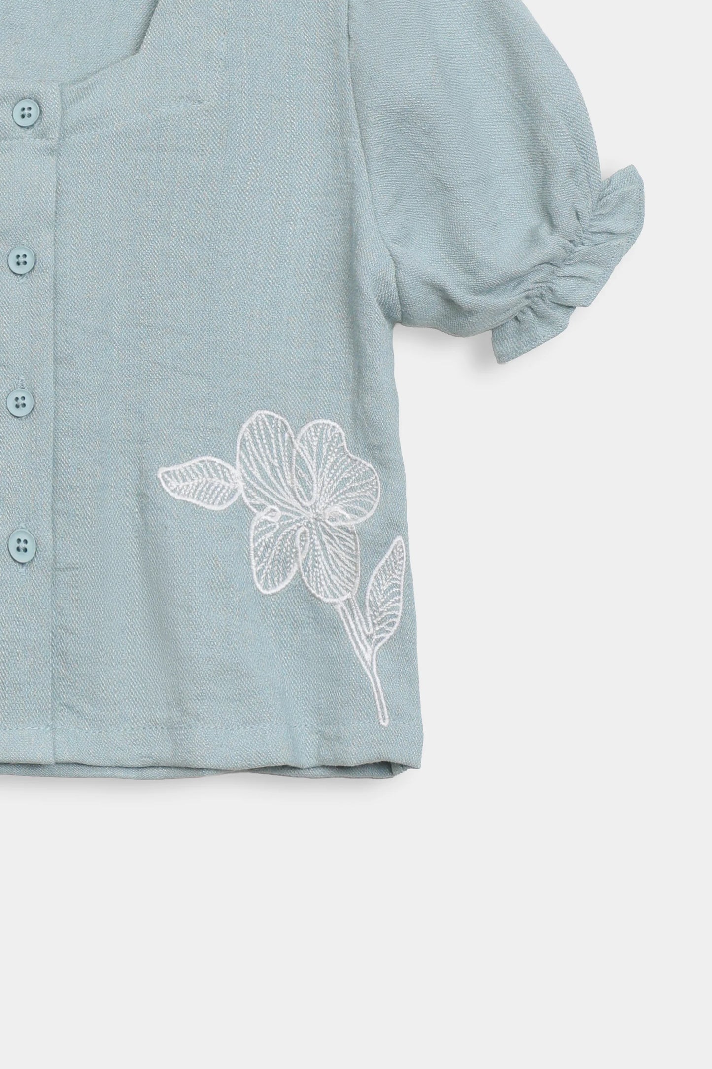 Embroidered Puff Sleeved Top - Cougar Clothing