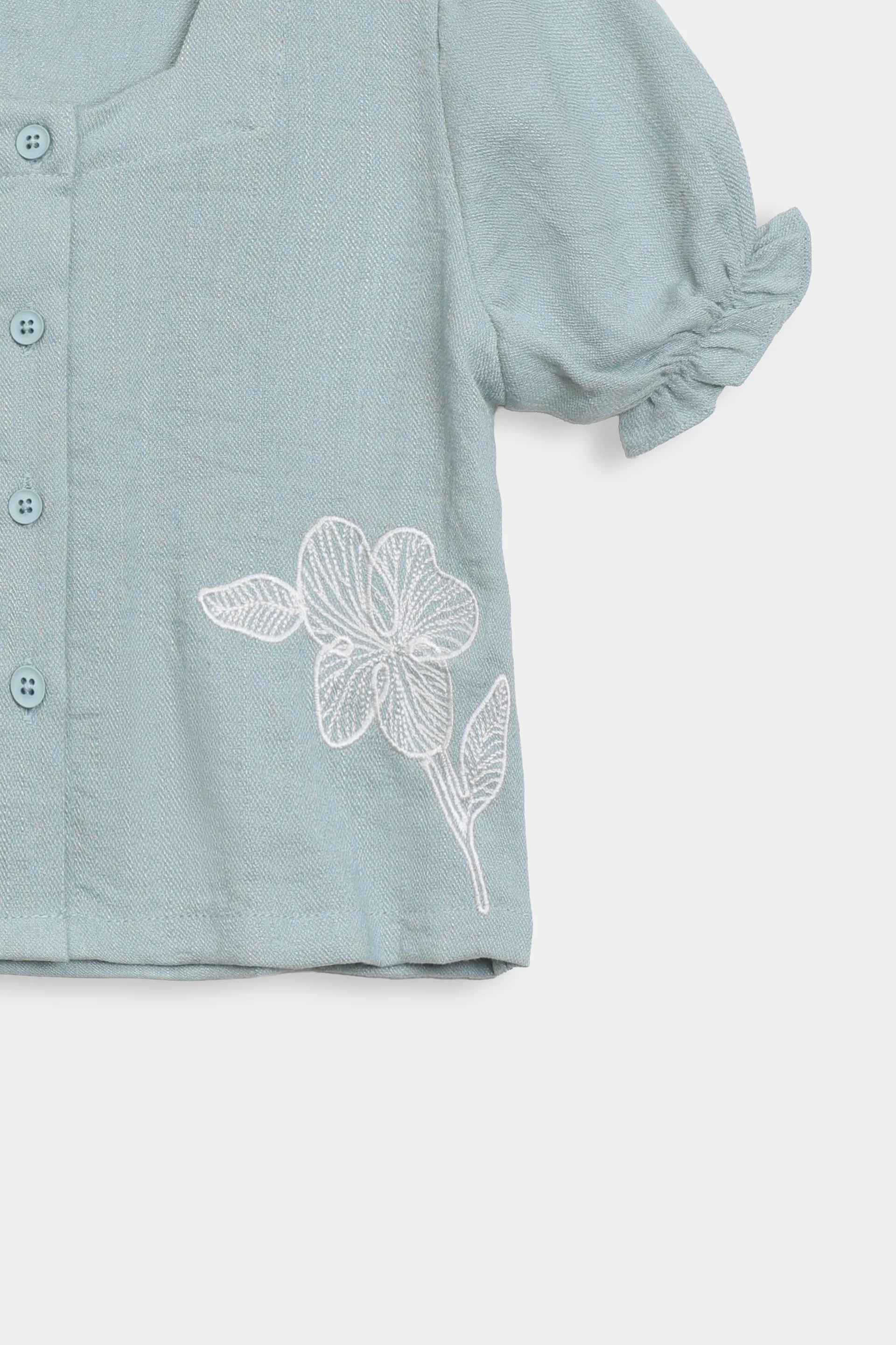 Embroidered Puff Sleeved Top - Cougar Clothing