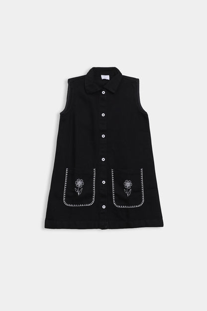 Embroidered Denim Dress - Cougar Clothing