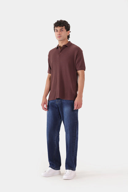 Relaxed Waffle Knit Polo - Cougar Clothing
