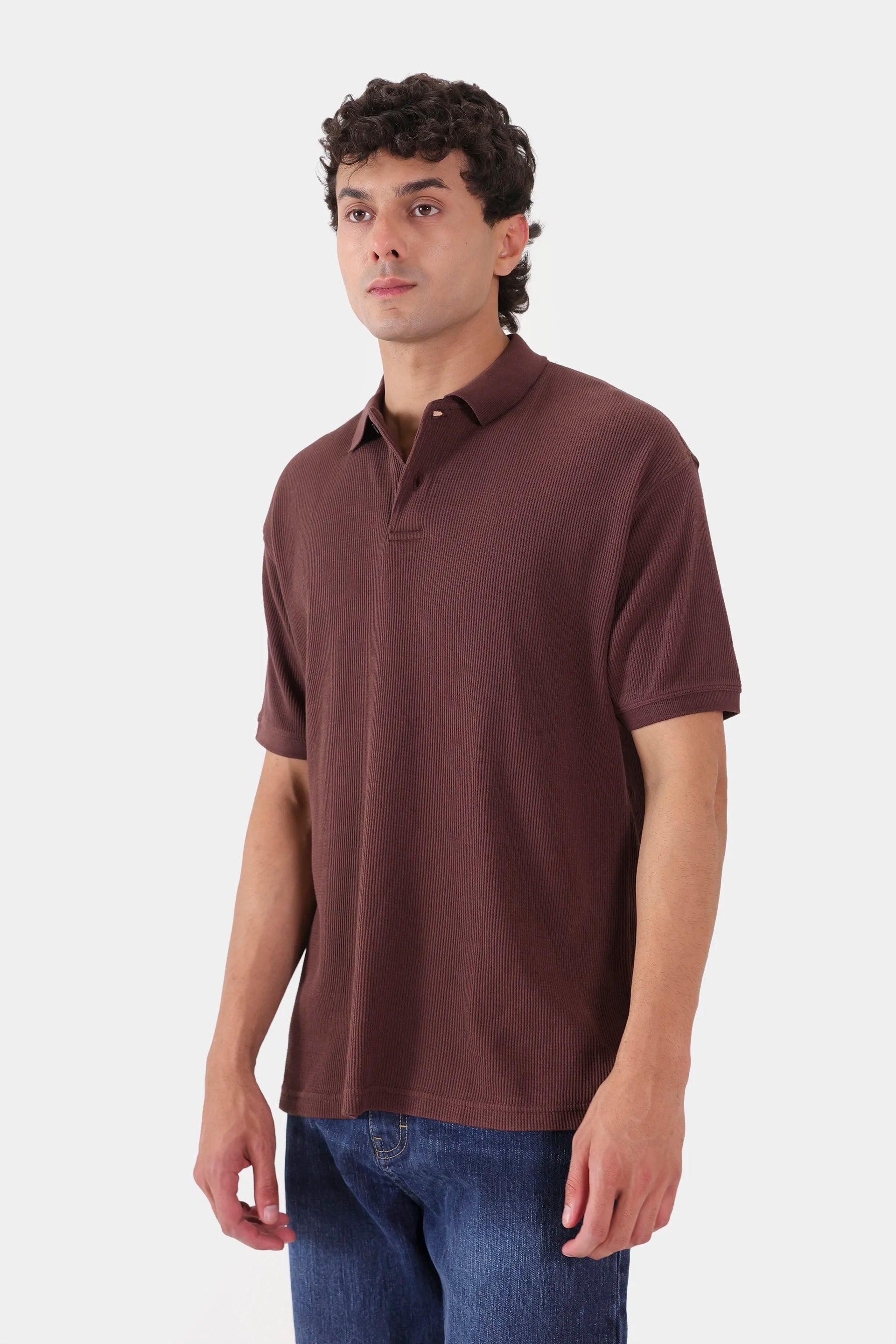 Relaxed Waffle Knit Polo - Cougar Clothing