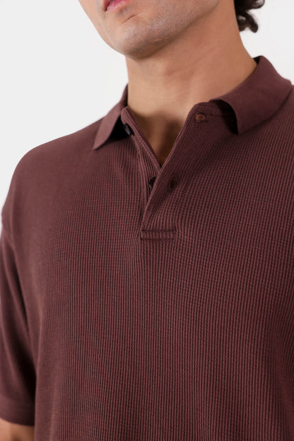 Relaxed Waffle Knit Polo - Cougar Clothing