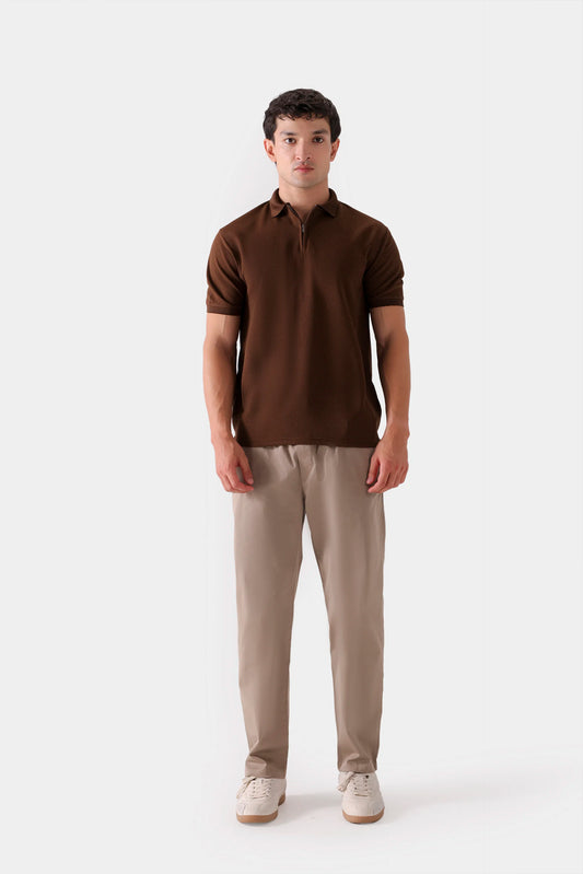 Waffle Knit Zipper Polo - Cougar Clothing