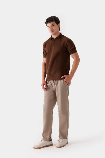 Waffle Knit Zipper Polo - Cougar Clothing