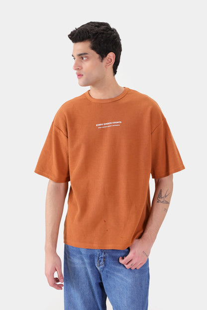 Oversized Waffle Knit T-Shirt - Cougar Clothing