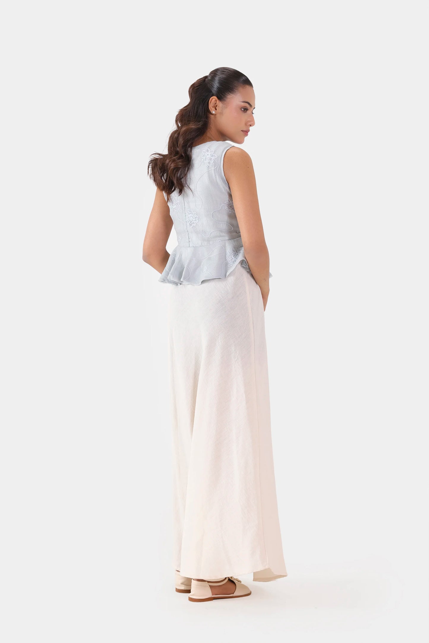 Embroidered Sleeveless Peplum - Cougar Clothing