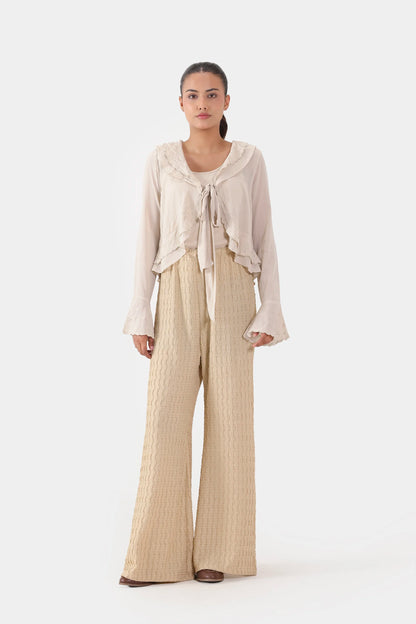 Ruffled Embroidered Blouse - Cougar Clothing