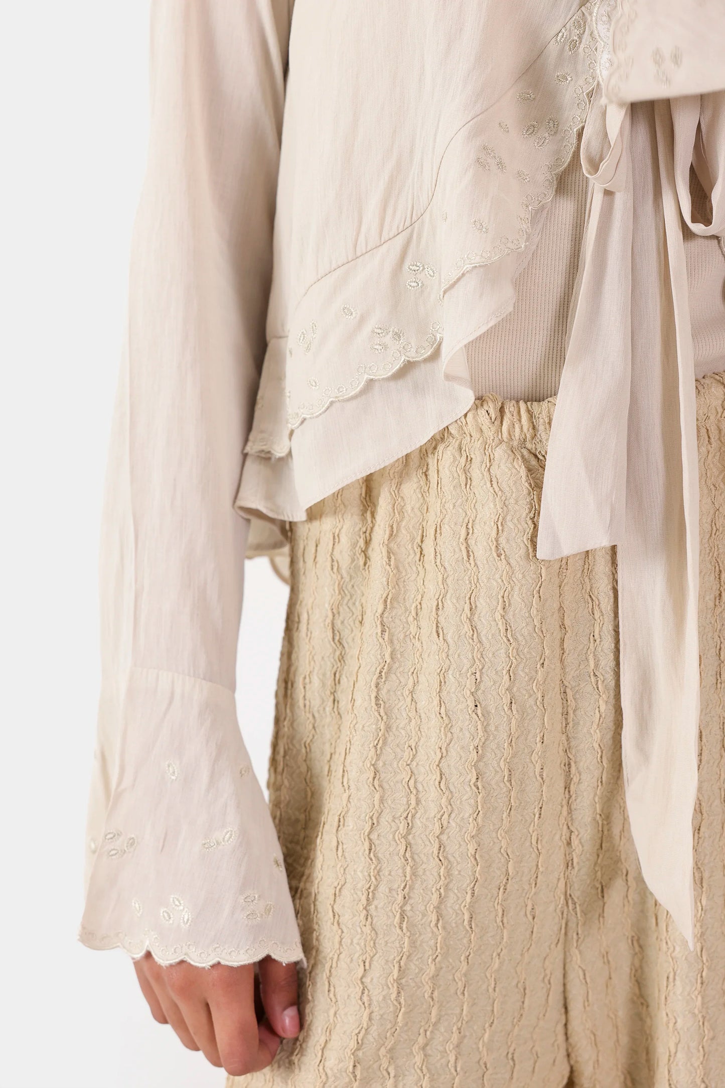 Ruffled Embroidered Blouse - Cougar Clothing