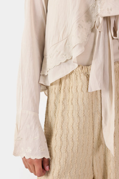 Ruffled Embroidered Blouse - Cougar Clothing