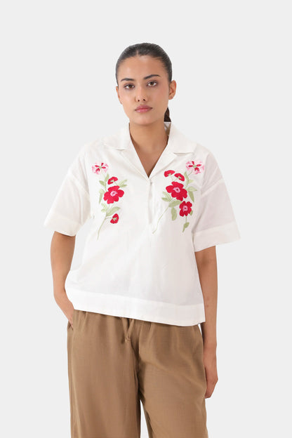 Floral Embroidered Top - Cougar Clothing