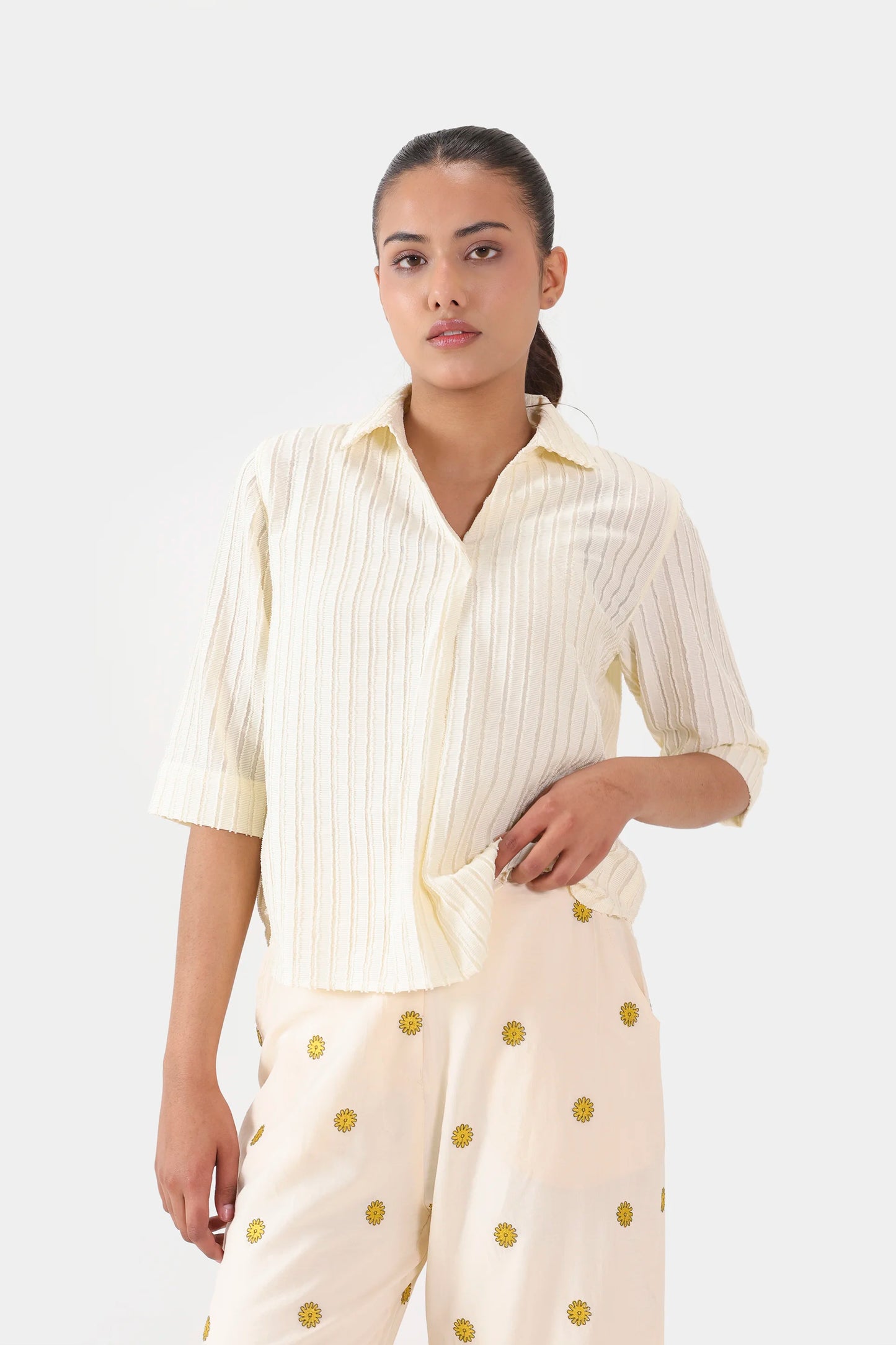 Textured Striped Top - Cougar Clothing