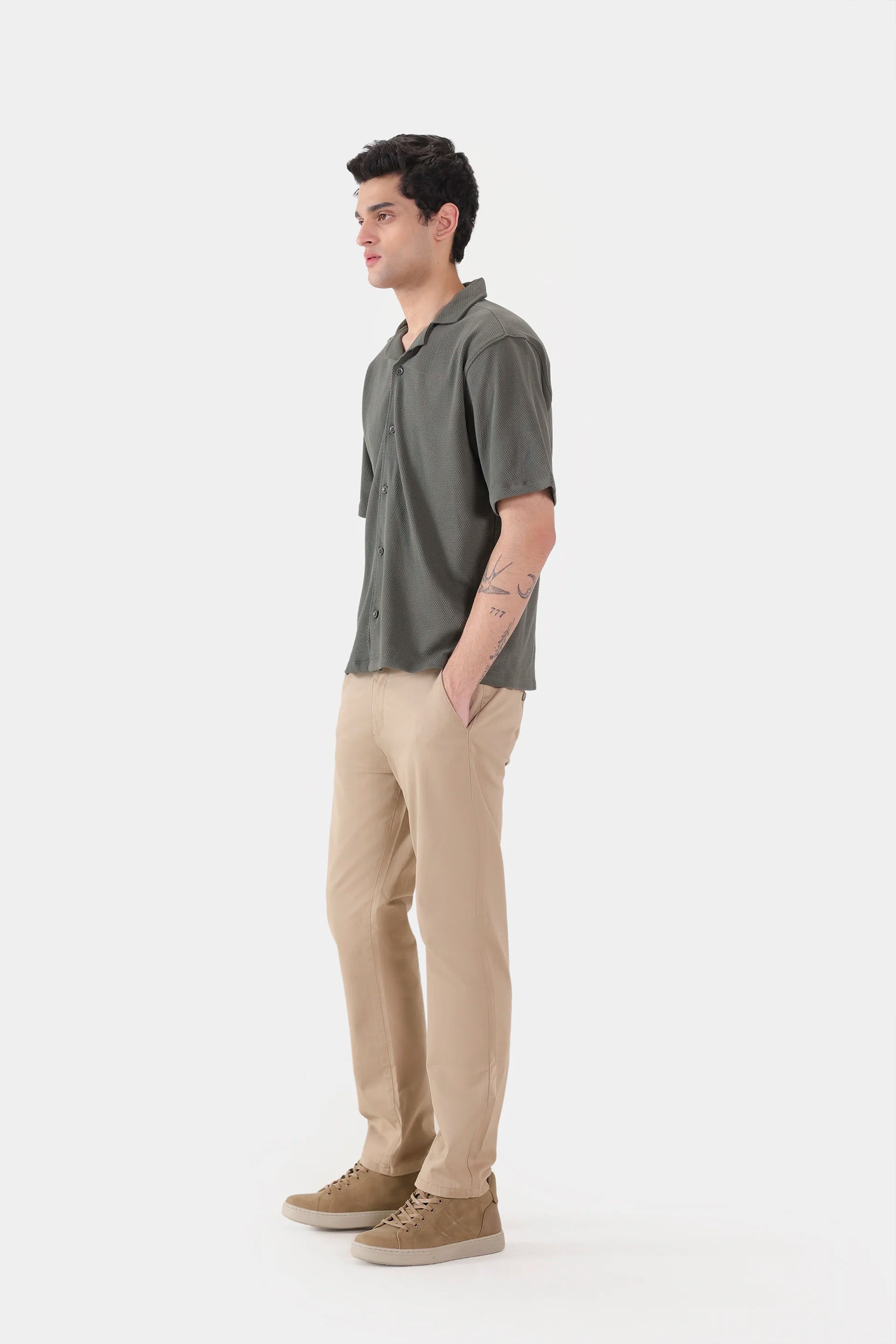 Popcorn Knit Boxy Shirt - Cougar Clothing