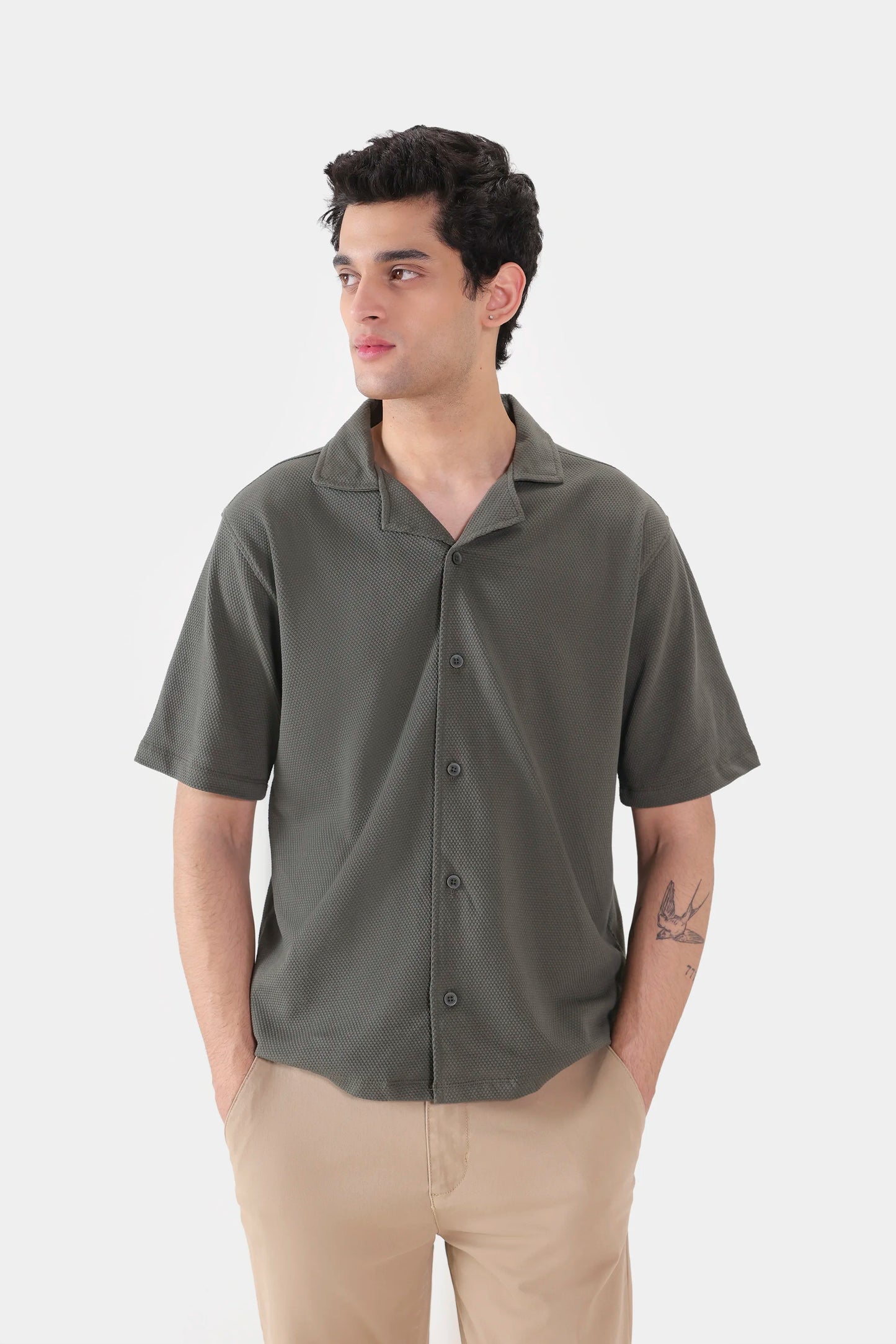 Popcorn Knit Boxy Shirt - Cougar Clothing