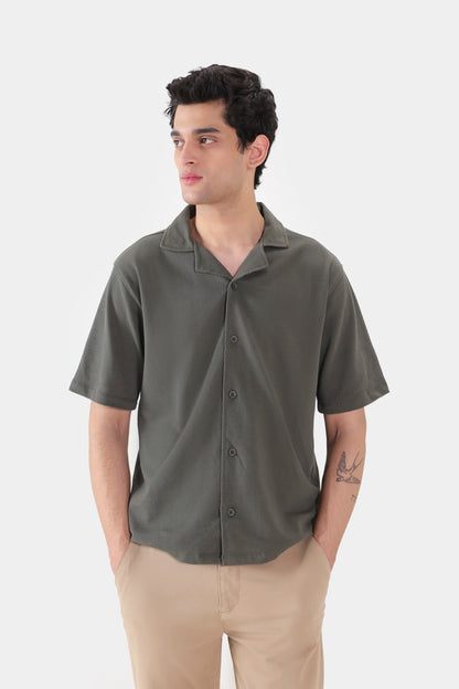 Popcorn Knit Boxy Shirt - Cougar Clothing