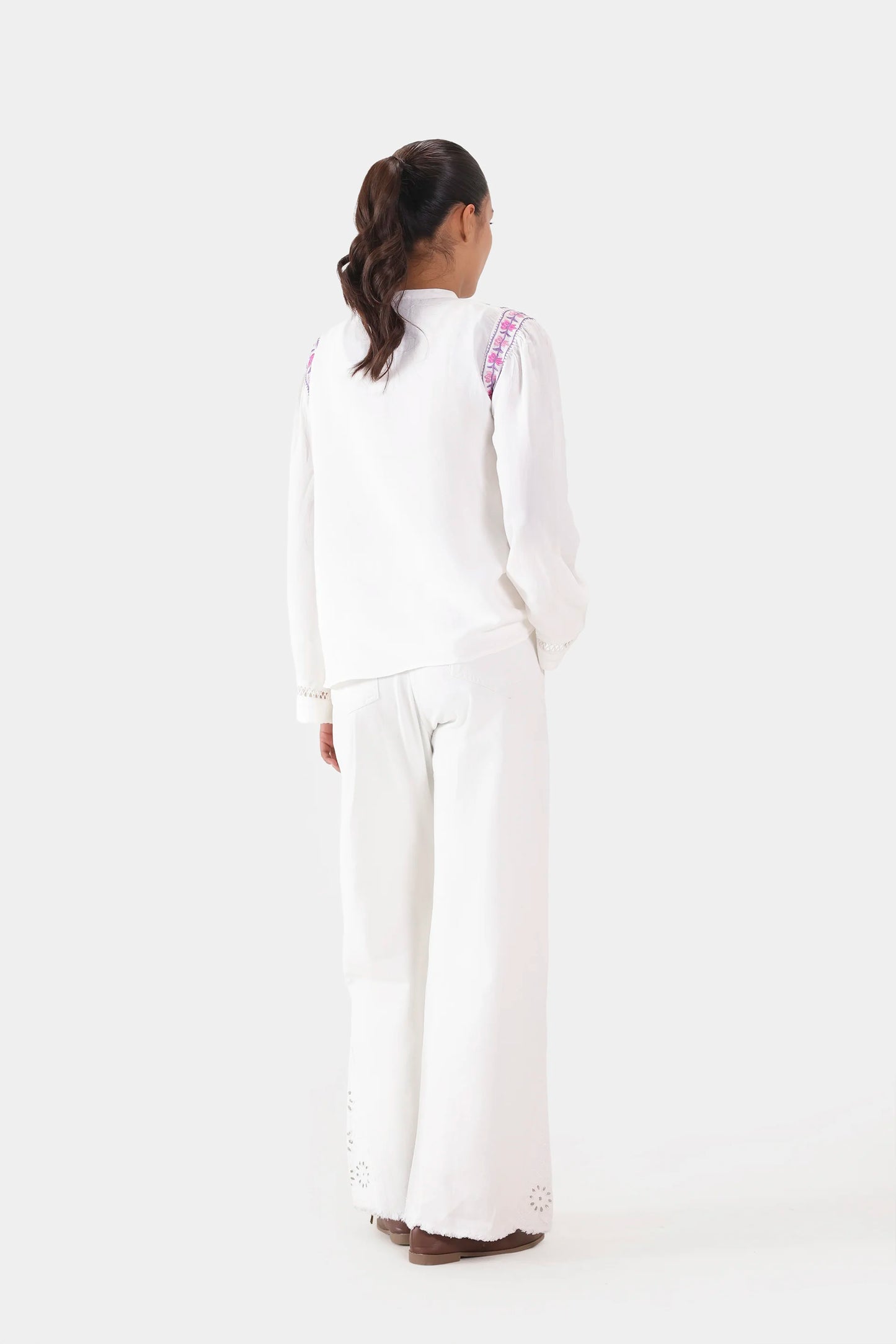 Raw Silk Embroidered Top - Cougar Clothing