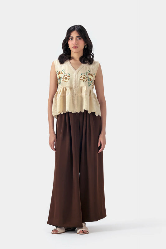 Embroidered Peplum Top - Cougar Clothing