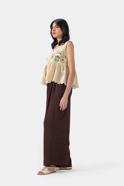 Embroidered Peplum Top - Cougar Clothing