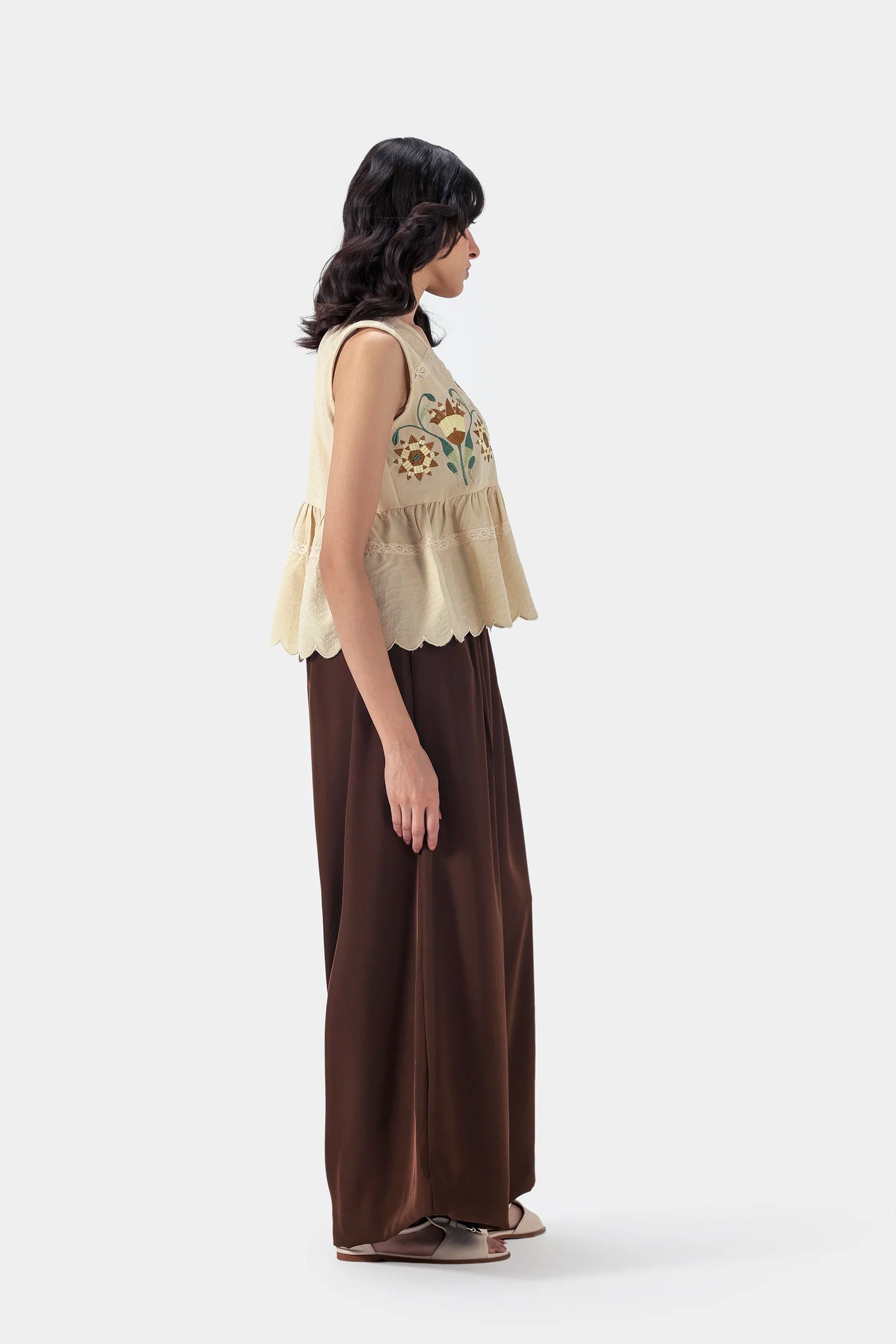 Embroidered Peplum Top - Cougar Clothing