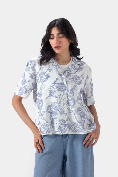 Self Textured Embroidered Shirt - Cougar Clothing