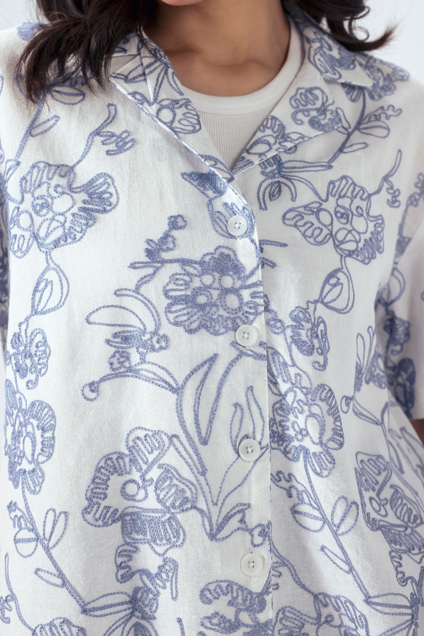 Self Textured Embroidered Shirt - Cougar Clothing