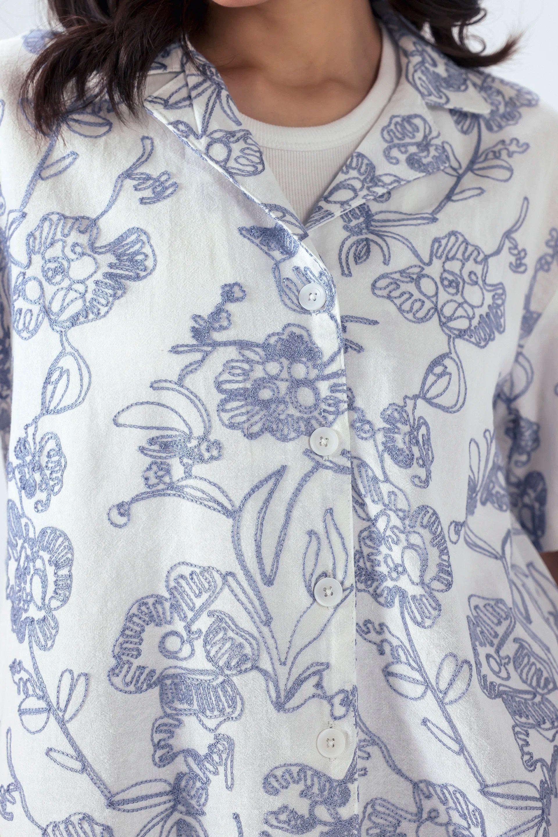Self Textured Embroidered Shirt - Cougar Clothing