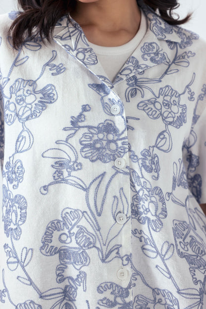 Self Textured Embroidered Shirt - Cougar Clothing