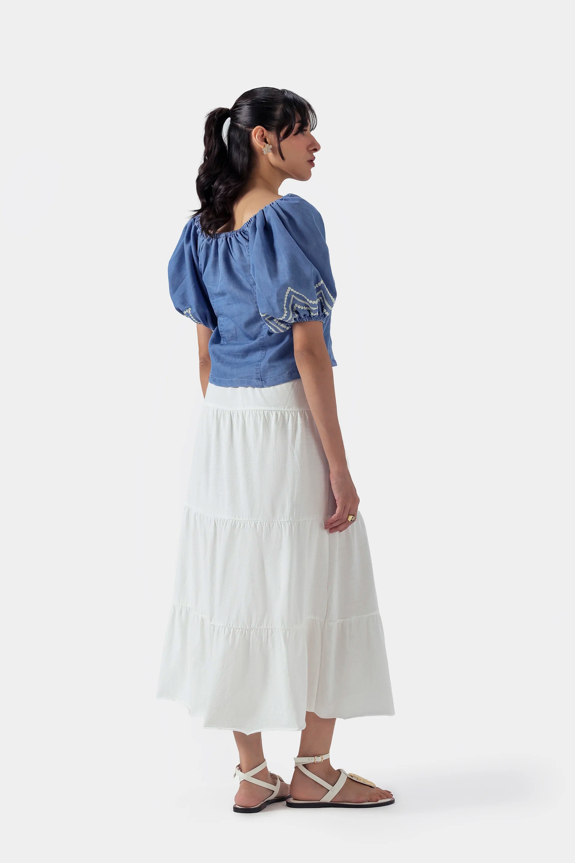 Embroidered Denim Top - Cougar Clothing