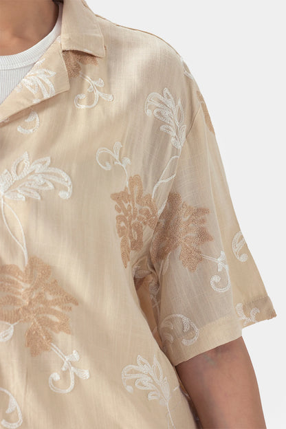 Schiffli Embroidered Resort Shirt - Cougar Clothing