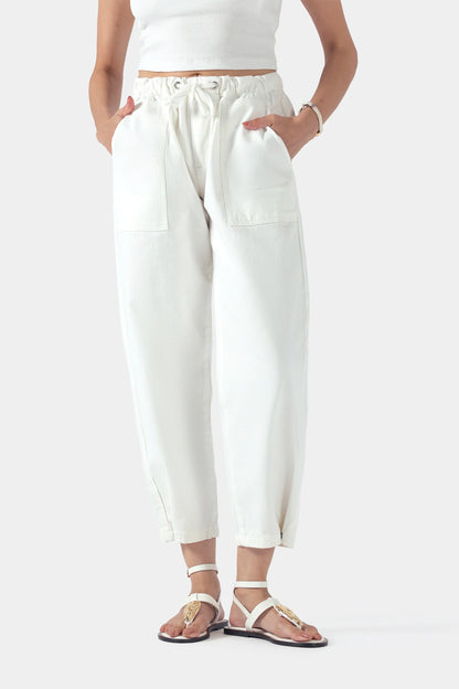 Wide Leg Jeans With Drawstring - Cougar Clothing