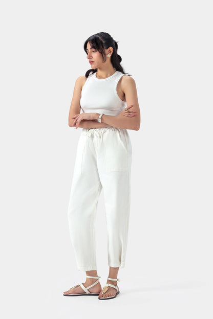Wide Leg Jeans With Drawstring - Cougar Clothing
