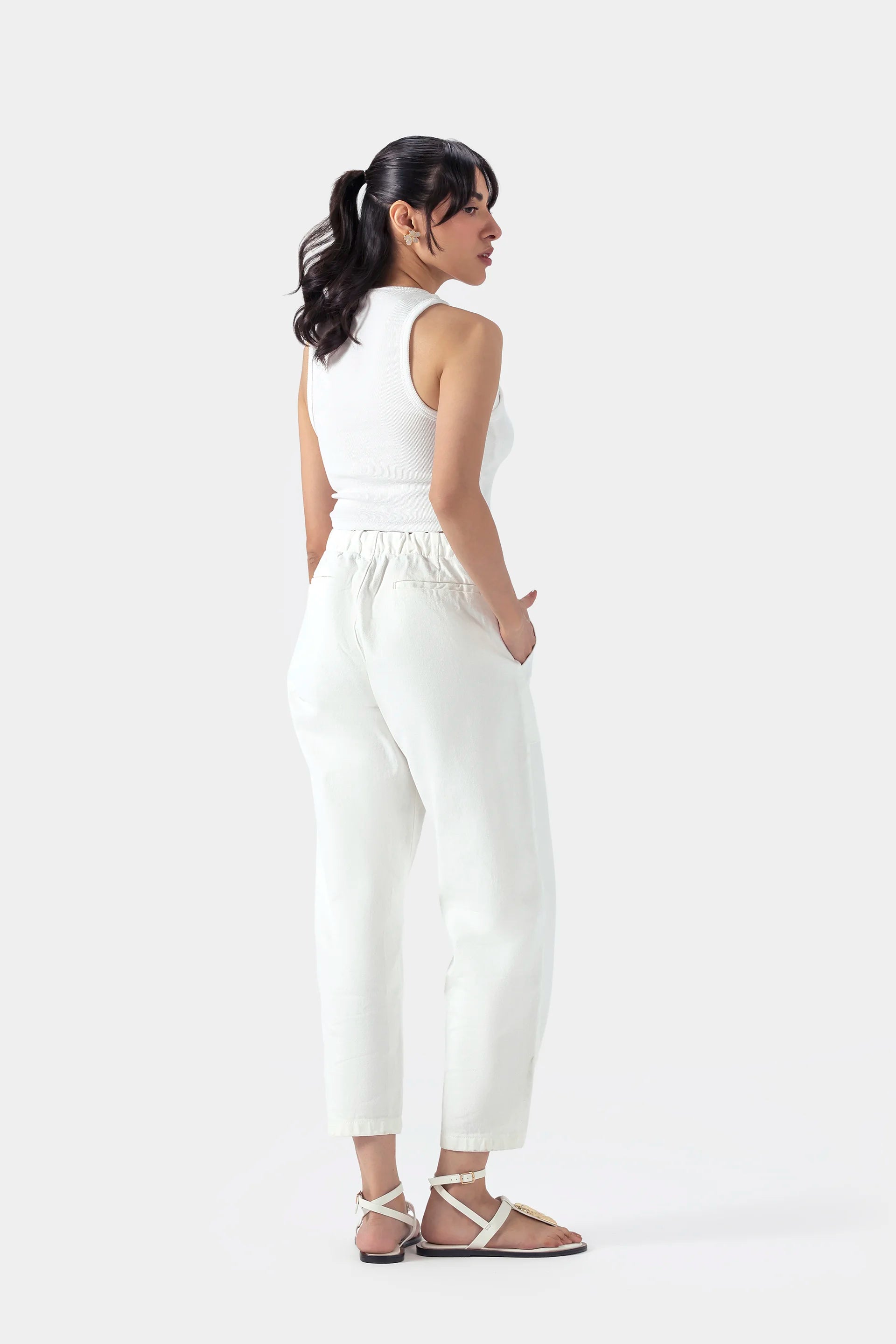 Wide Leg Jeans With Drawstring - Cougar Clothing