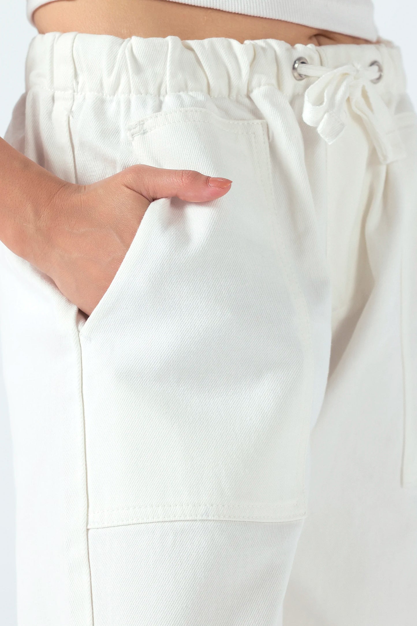 Wide Leg Jeans With Drawstring - Cougar Clothing